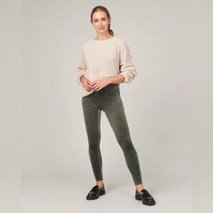 SPANX Olive Green Velvet Leggings Size Medium